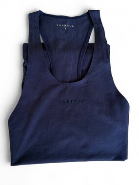 YoungLA  Men Navy Muscle Tank with Embossed Logo